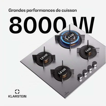 Tables De Cuisson À Gaz, Plaque De Cuisson Gaz À 4 Brûleurs, Table De Encastrable À 4 Feux De 8000W, Cuisiniere Gaziniere Avec Brûleurs En Acier Inoxydable, Cuisinières GPL