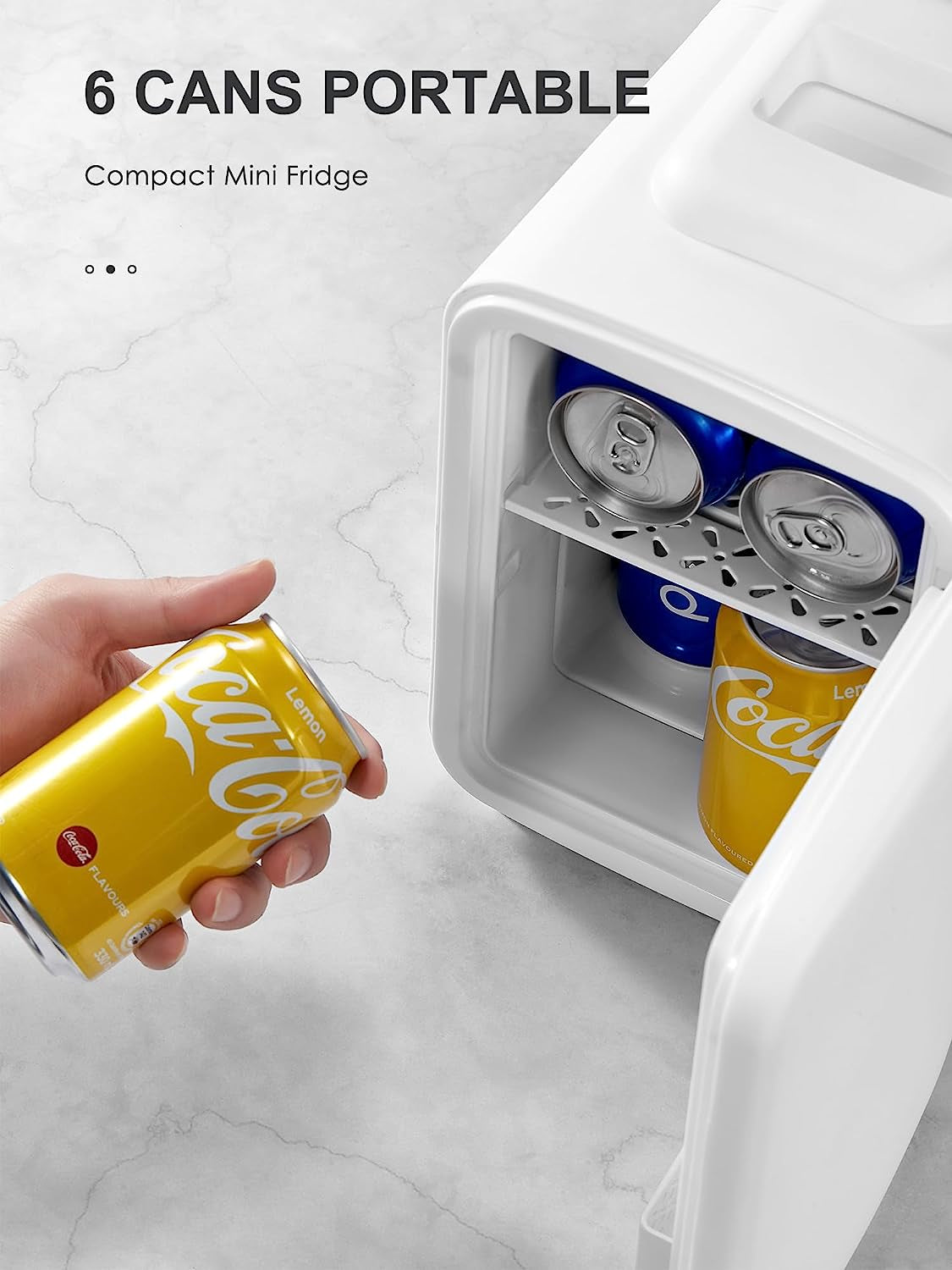 Mini Frigo De Chambre 4L/6 Canettes, Petit Frigo Portable 240V/12V, Mode Silencieux, Fonction Chaud Et Froid, Refrigerateur Petit, Frigo Bar (Blanc)