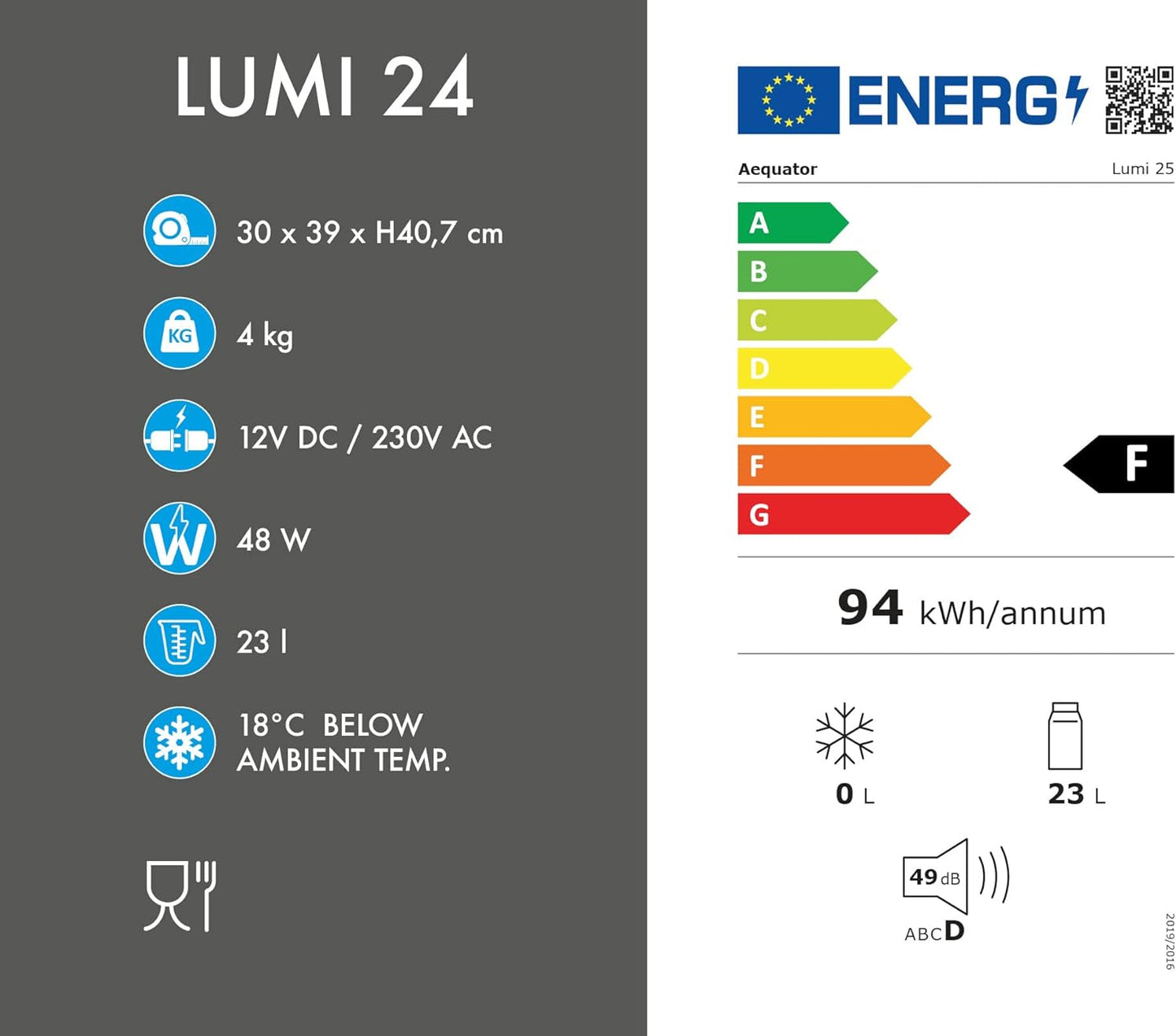 LUMI 24, Réfrigérateur Portable, 24 Liter, Glacière Électrique Portable, Chaud/Froid, 24L, 12/230V (0826042N.AE)