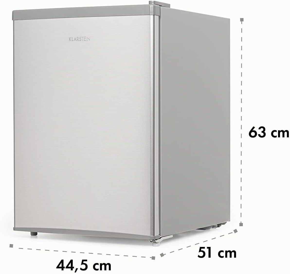 KLARSTEIN Cool Kid - Réfrigérateur À Boissons, Mini-Réfrigérateur, Mini-Bar, 66 Litres, Classe D'Efficacité Énergétique E, 109 Kwh/An, Sur Pied, 45X63X51 Cm (Lxhxp), 42Db, Gris Argent