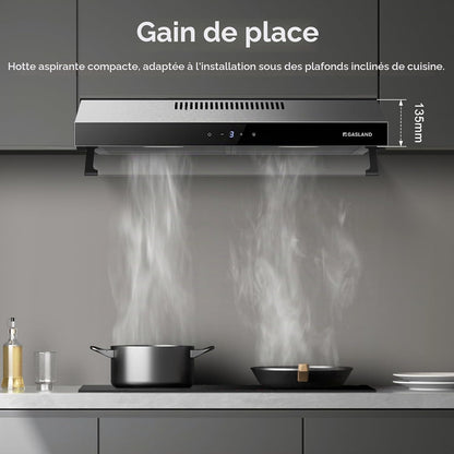 Chef UC60SS Hotte Aspirante Design À Double Moteur 60Cm Hotte Aspirante Silencieuse 333 M³/H Touch Control Hotte Sous Plan Hotte Aspirante Acier Inoxydable Argenté Avec Filtre À Charbon Actif