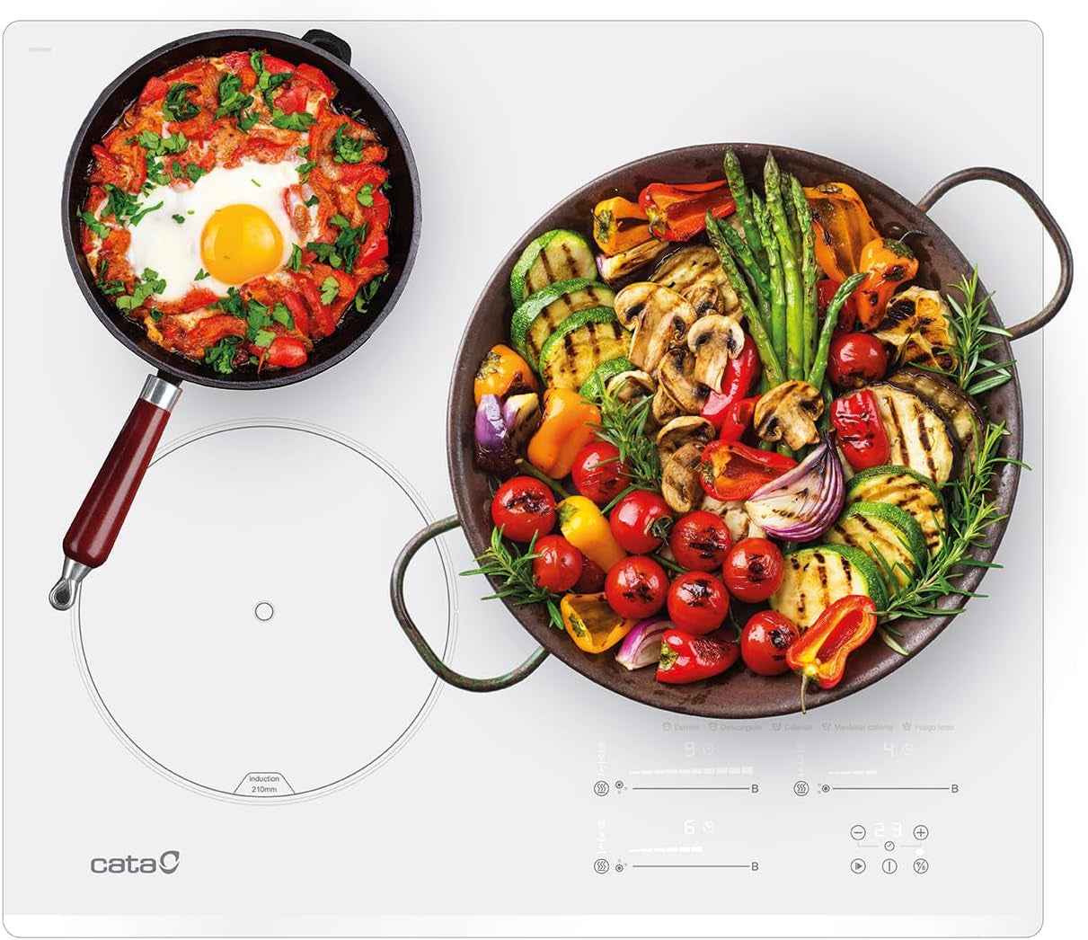 , Plaque D'Induction, Modèle INSB 6003 WH, 3 Zones De Cuisson, 9 Niveaux De Puissance + Booster 52X60X6Cm Blanc