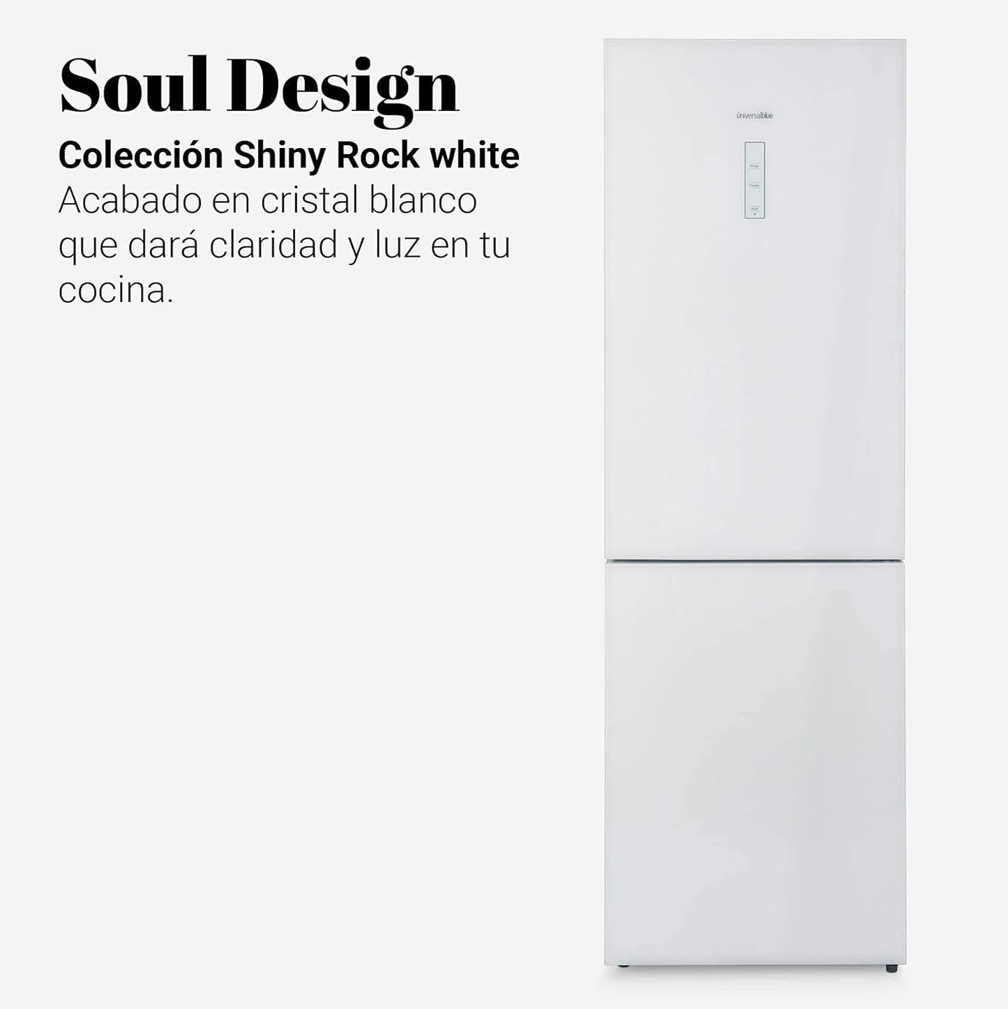 UNIVERSALBLUE Réfrigérateur Combi 185 Cm En Verre Blanc Système No Frost | Réfrigérateur Design Avec Congélateur Silencieux | Capacité Totale 320 L | Montée Au Sol Incluse