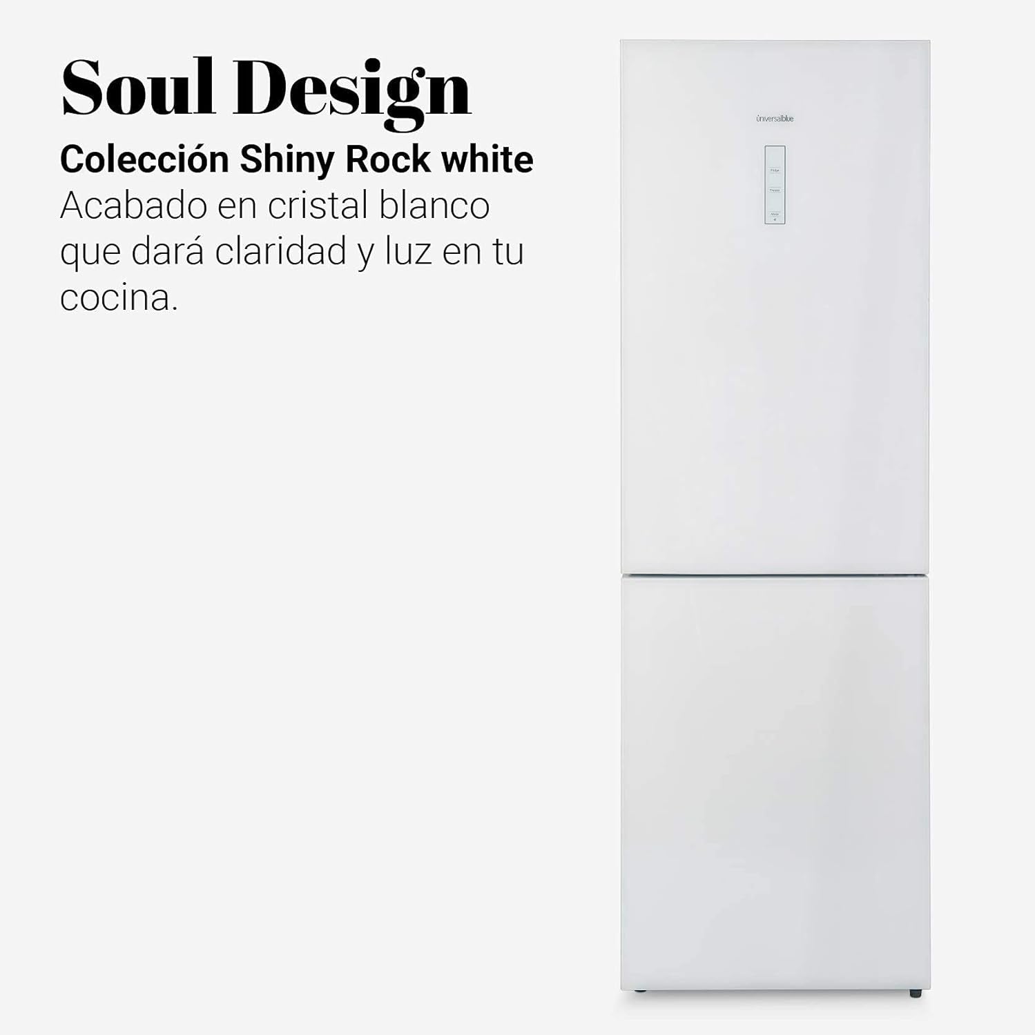 UNIVERSALBLUE Réfrigérateur Combi 185 Cm En Verre Blanc Système No Frost | Réfrigérateur Design Avec Congélateur Silencieux | Capacité Totale 320 L | Montée Au Sol Incluse