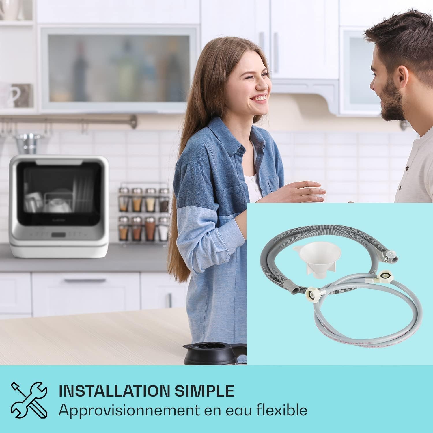 Mini Lave Vaisselle De 2 Couvert, Lave-Vaisselles Silencieux, 7 Programmes De Lavage, Petit Lave-Vaisselle De Table Compact, Lave Vaisselle Portable, Facile À Installer Pour Maison, Bureau
