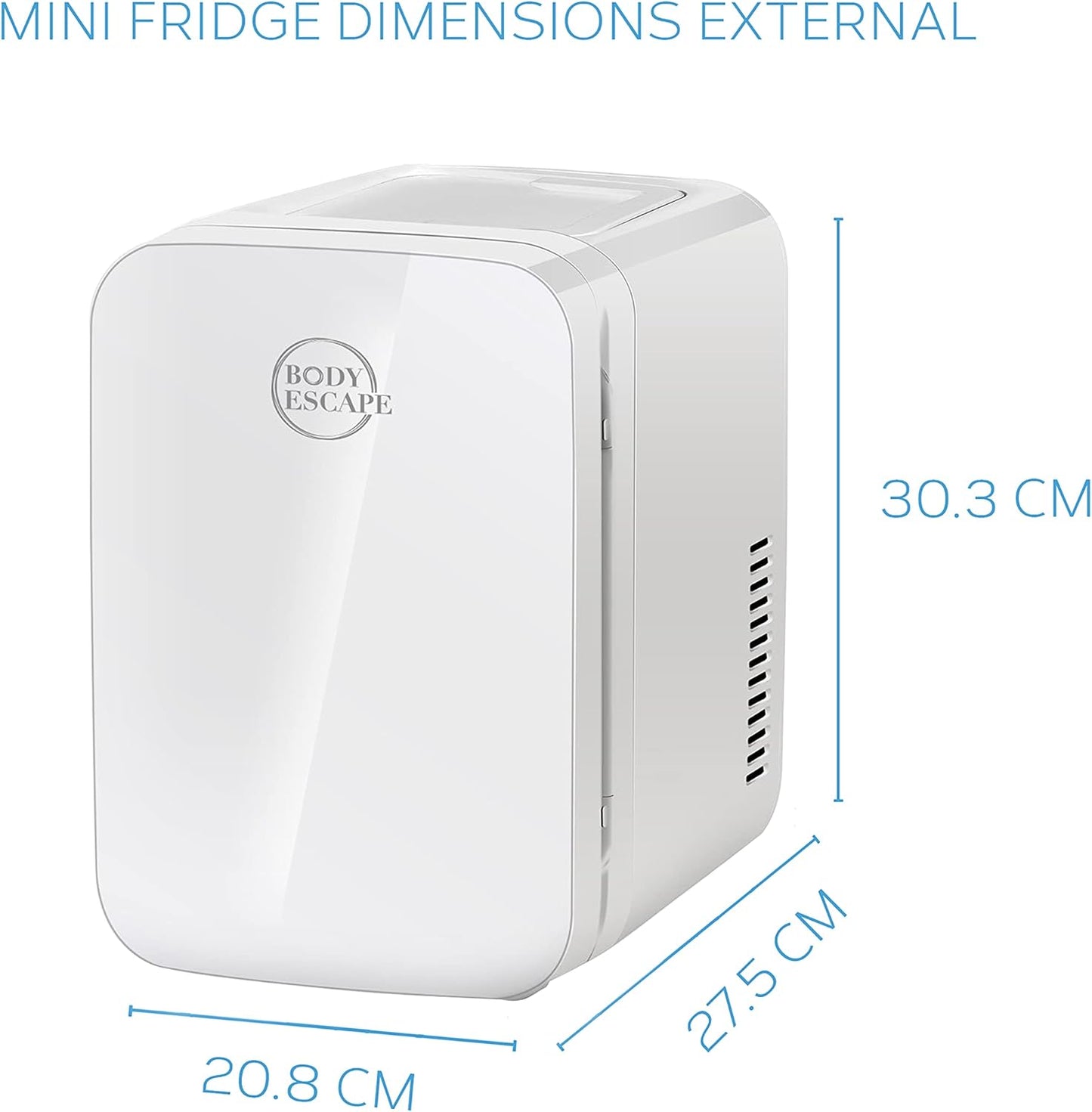 Body Escape Mini Réfrigérateur Pour Soins De La Peau Et Maquillage - Mini Réfrigérateurs Beauté À Porte En Verre - Réfrigérateur Portable, Compact, Et Silencieux Pour Le Maquillage - 6L - Blanc
