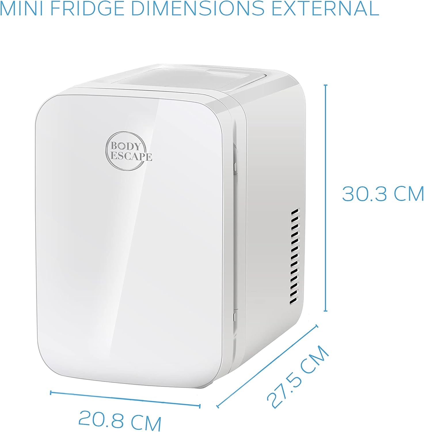Body Escape Mini Réfrigérateur Pour Soins De La Peau Et Maquillage - Mini Réfrigérateurs Beauté À Porte En Verre - Réfrigérateur Portable, Compact, Et Silencieux Pour Le Maquillage - 6L - Blanc