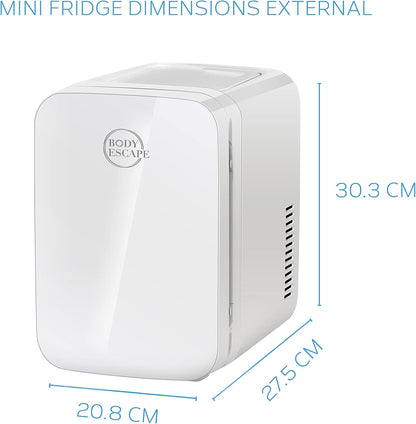 Body Escape Mini Réfrigérateur Pour Soins De La Peau Et Maquillage - Mini Réfrigérateurs Beauté À Porte En Verre - Réfrigérateur Portable, Compact, Et Silencieux Pour Le Maquillage - 6L - Blanc