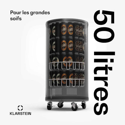 Klarstein Beersafe L Réfrigérateur Avec Écran LED, Réfrigérateur De Chambre Inox, Réfrigérateur À Boissons Intérieur/Extérieur, Cave À Vin Pour Boissons, Réfrigérateur 50 L Avec Vue 360°, 0-16°C