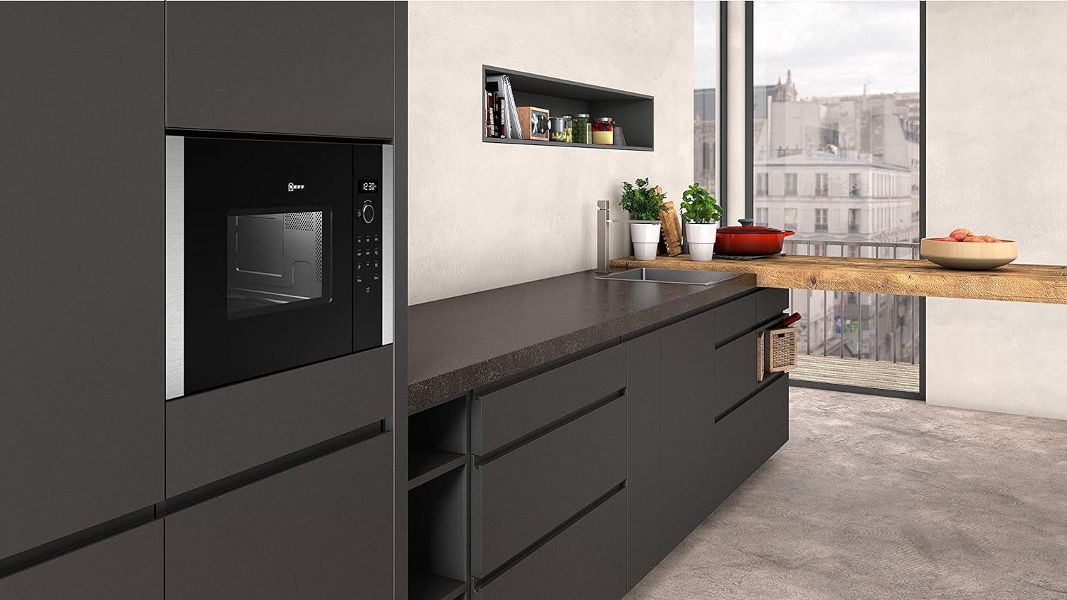 Micro Ondes Encastrable Neff HLAWD23N0 - Micro-Ondes Integrable Inox Et Noir - 20 Litres - 800 W