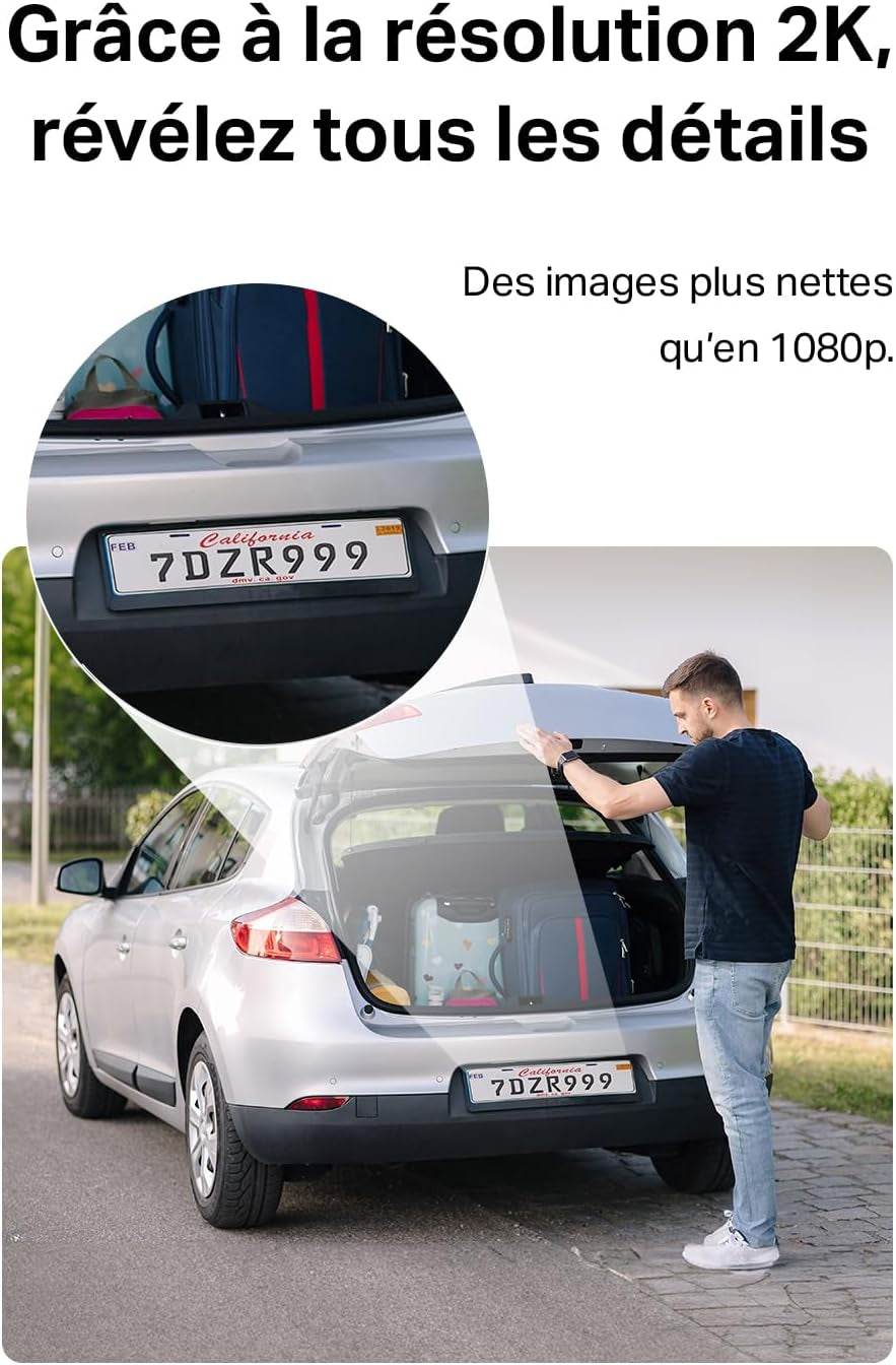 2K Camera Exterieur Sans Fil Solaire Detection Personne IA,C410 KIT | Alimentation Électrique Continue,Vision Nocturne Couleur, Stockage Flexible Microsd 512Go/Cloud,Ip65,Aucun Hub Requis