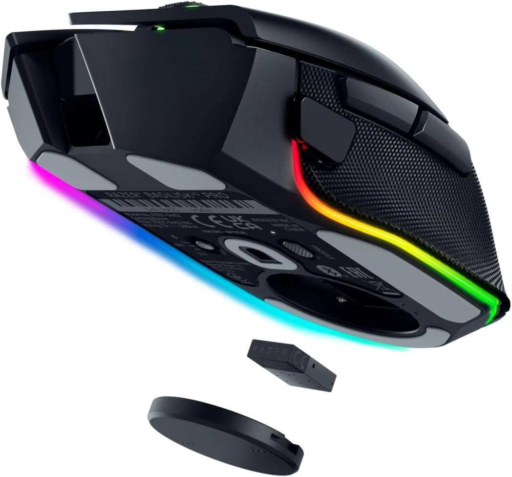 Razer Basilisk V3 Pro - Souris Gaming Sans Fil (Molette Hyperscroll Tilt, Capteur Optique Focus Pro 30K, Eclairage Chroma 13 Zones, 10+1 Boutons Programmables) Noir
