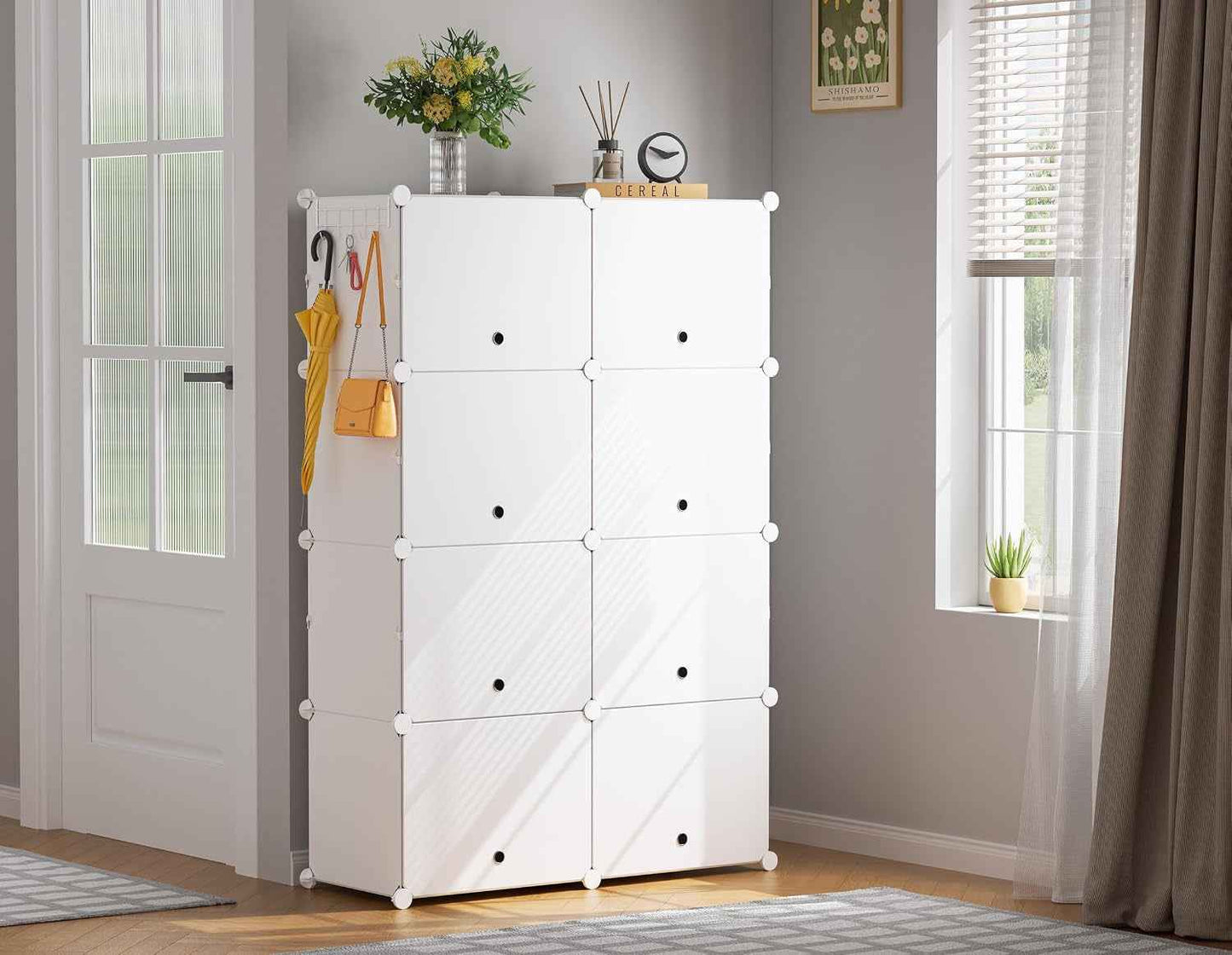 Meuble Chaussure, 7 Niveaux Rangement Chaussure 28 Paires Etagere Chaussure | Armoire a Chaussures Avec Porte Pour Entrée Salon Chambre