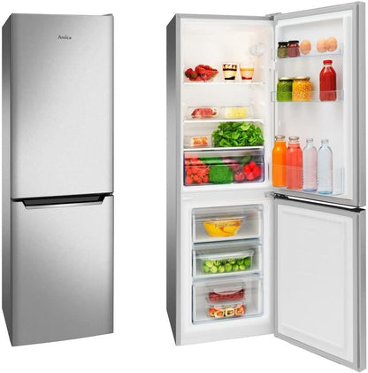 Amica KGCL 384 155-1 E Réfrigérateur-Congélateur Autoportante 157 L Acier Inoxydable