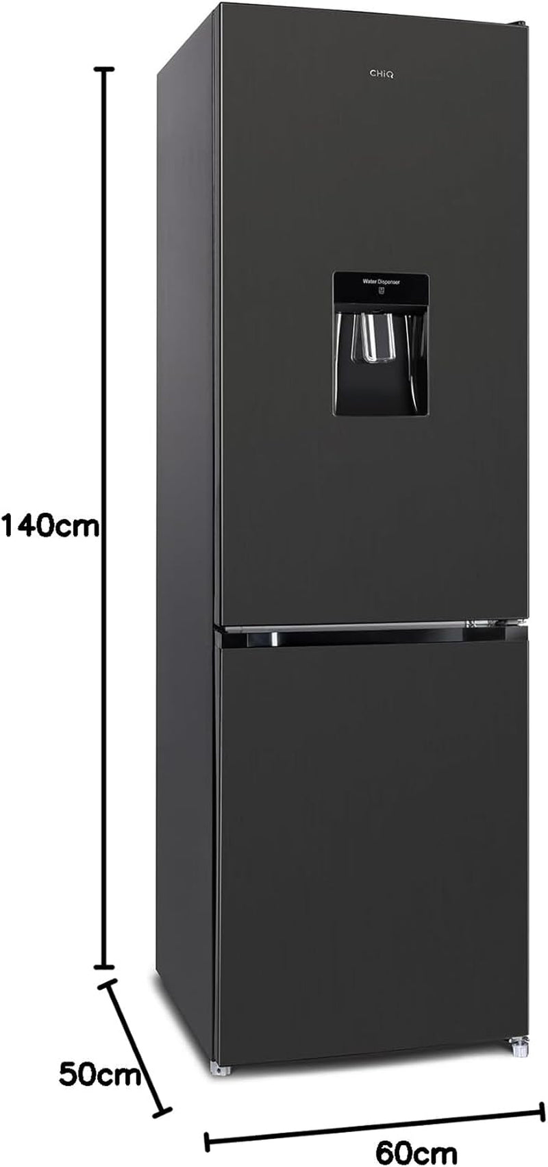 250L Réfrigérateur Autoportant Sans Givre,250L,Congélation À -24℃, Électronique Tactile, Compresseur Avec Garantie De 12 Ans, Distributeur D'Eau, Faible Niveau Sonore De 39 Db, Noir