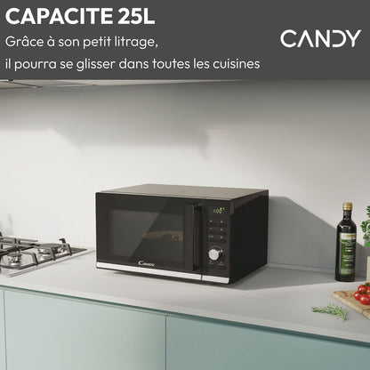 Moderna CMGA25TNDB Four Micro-Ondes Avec Grill, 900 W, 25 Litres,Fonction Décongélation, 20 Menus Automatiques, Nettoyage Facile, Noir