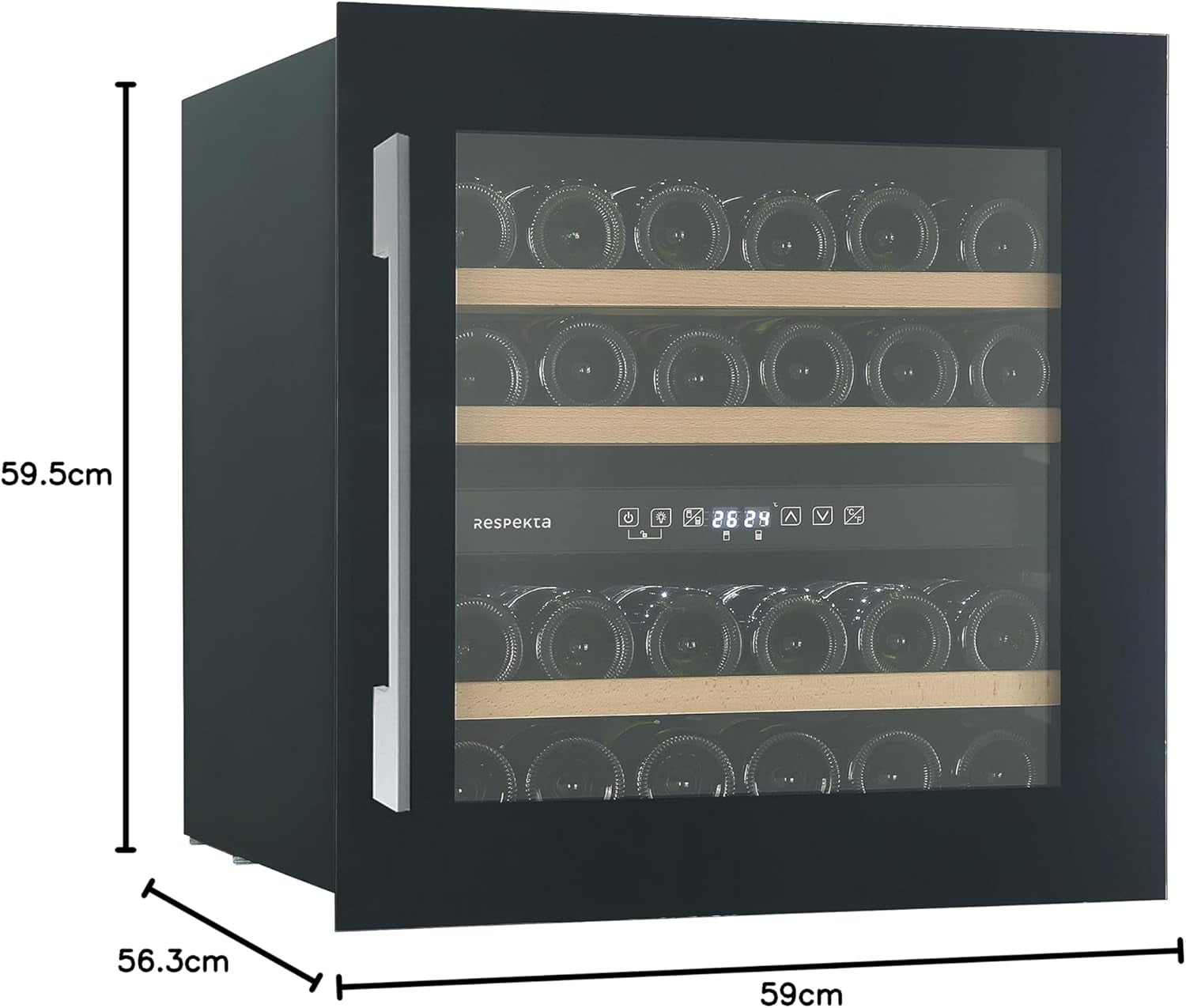 Respekta Cave À Vin Encastrable Pour 36 Bouteilles Standard / 85 L De Volume Utile / 2 Zones De Température, De 5 °C À 22 °C/Touch Control/Lampe Led/Max. 41 Db/Wkse 36-19