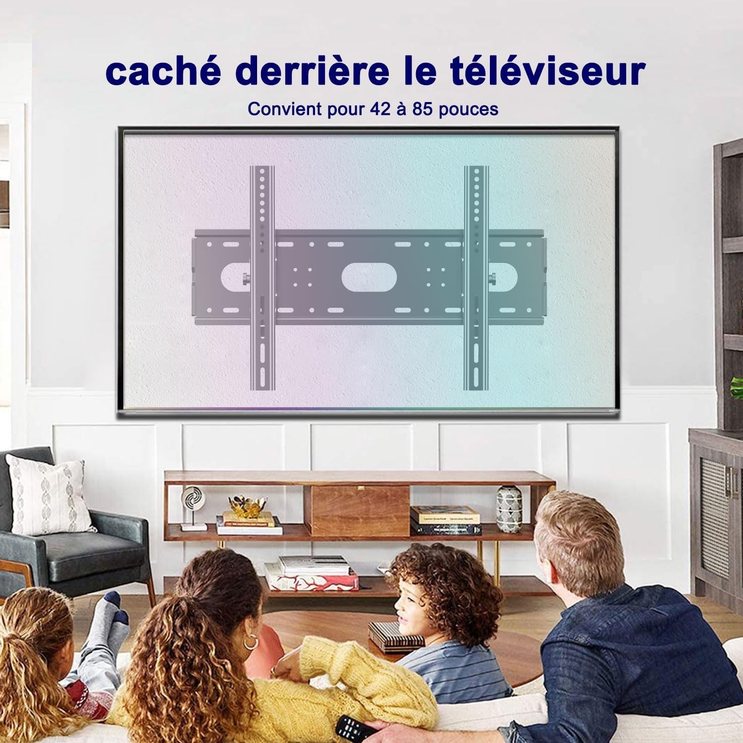 Support Mural TV Grande Taille Inclinable Pour La Plupart 42 À 85", VESA Jusqu’À 700X500Mm Et Charge Maximale 84KG, 55 58 60 65 70 75 80 Pouces Réglable Rack Mural Pour Tv,Fixation Mural TV