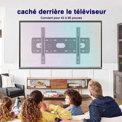 Support Mural TV Grande Taille Inclinable Pour La Plupart 42 À 85", VESA Jusqu’À 700X500Mm Et Charge Maximale 84KG, 55 58 60 65 70 75 80 Pouces Réglable Rack Mural Pour Tv,Fixation Mural TV