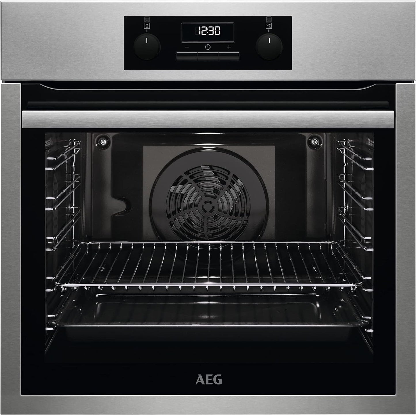 BES331111M Four Multifonction Avec Fonction Nettoyage Aquaclean, 9 Fonctions, Cuisson Uniforme, Ventilateur XXL, Horloge Électronique + Commandes, Anti-Traces De Doigts, Plateau XXL, Inox, Classe
