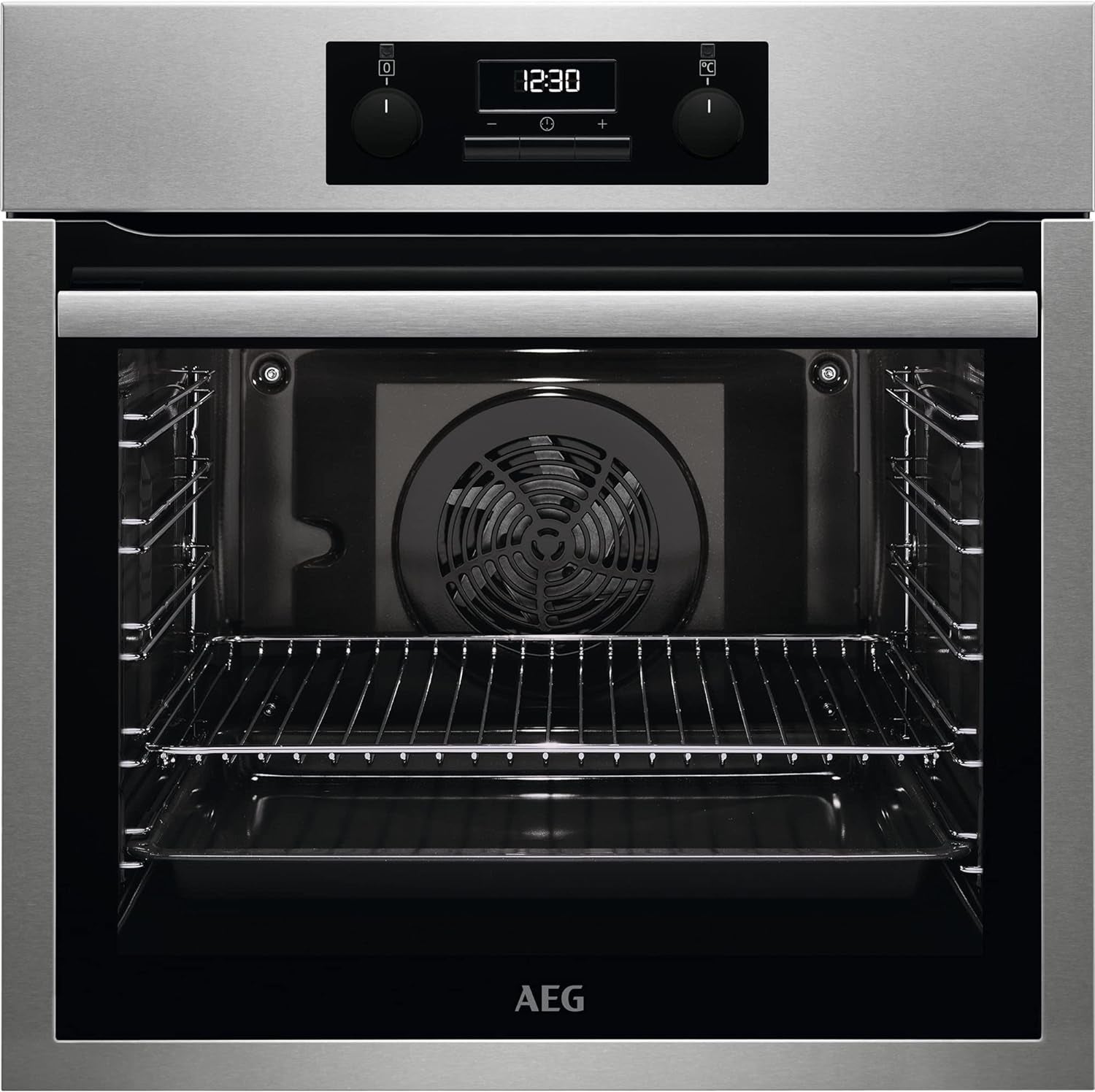 BES331111M Four Multifonction Avec Fonction Nettoyage Aquaclean, 9 Fonctions, Cuisson Uniforme, Ventilateur XXL, Horloge Électronique + Commandes, Anti-Traces De Doigts, Plateau XXL, Inox, Classe