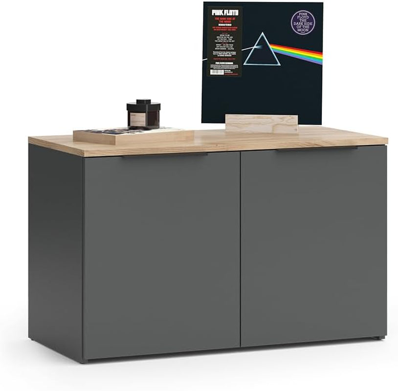 Sideboard Wido, Anthracite, 80X50Cm | Avec 2 Portes, Convient Pour Le Rangement Des Vêtements Et Des Articles Ménagers