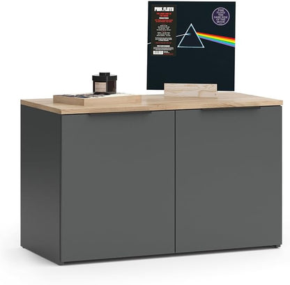 Sideboard Wido, Anthracite, 80X50Cm | Avec 2 Portes, Convient Pour Le Rangement Des Vêtements Et Des Articles Ménagers