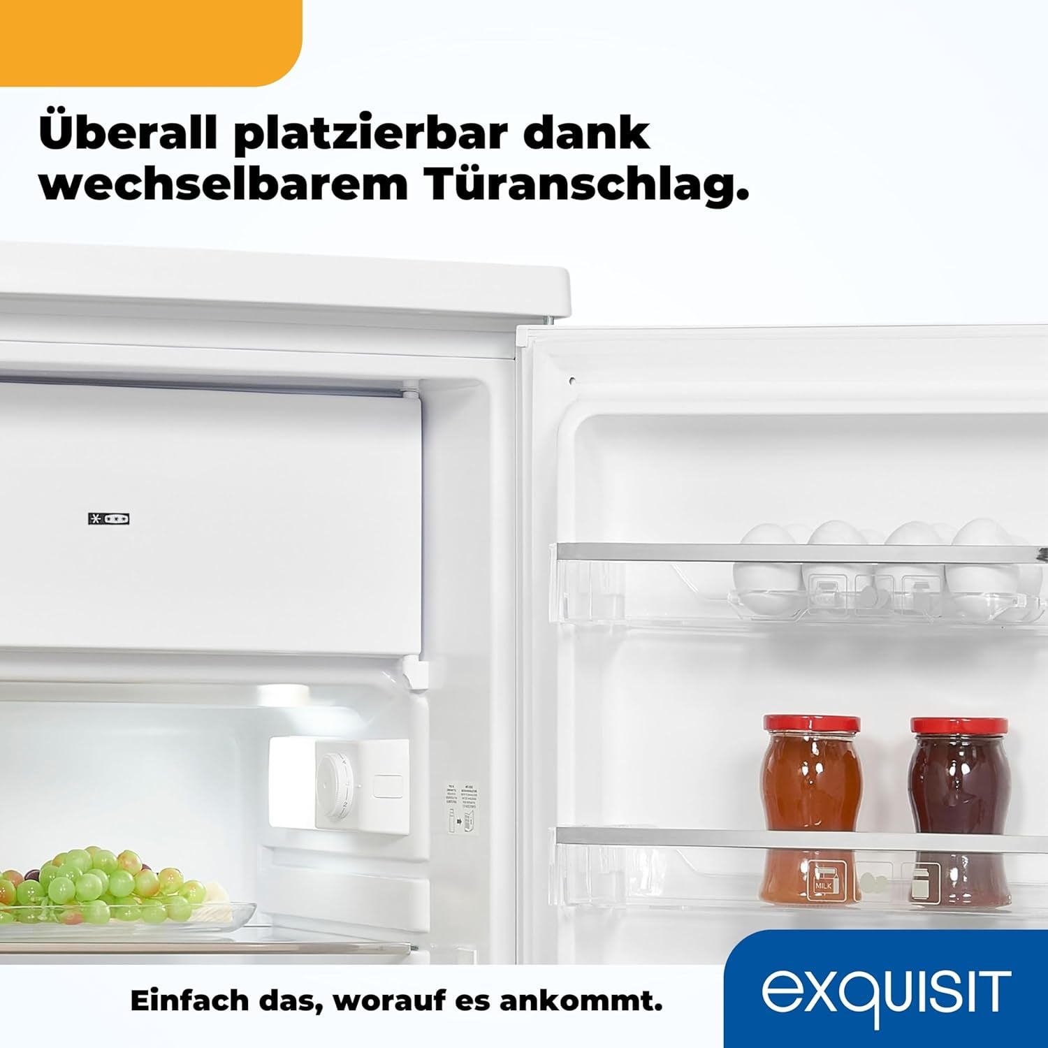 Exquisit Réfrigérateur Table Top KS16-4-HE-040D Blanc | Classe D Très Efficace | Sous Comptoir Avec Congélateur | 109 Litres De Capcité Nette