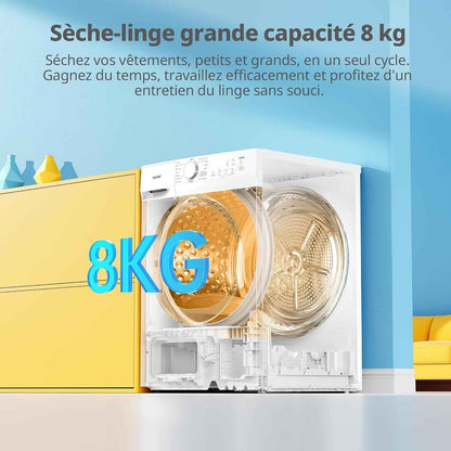 ' Sèche Linge Pompe À Chaleur 8KG Classe D Smart Dry CD08EHP05W | Séchage Rapide, Élimination Des Poils D'Animaux, 15 Programmes, Fonction Anti-Rides, Fonction Rafraîchissante, Blanc