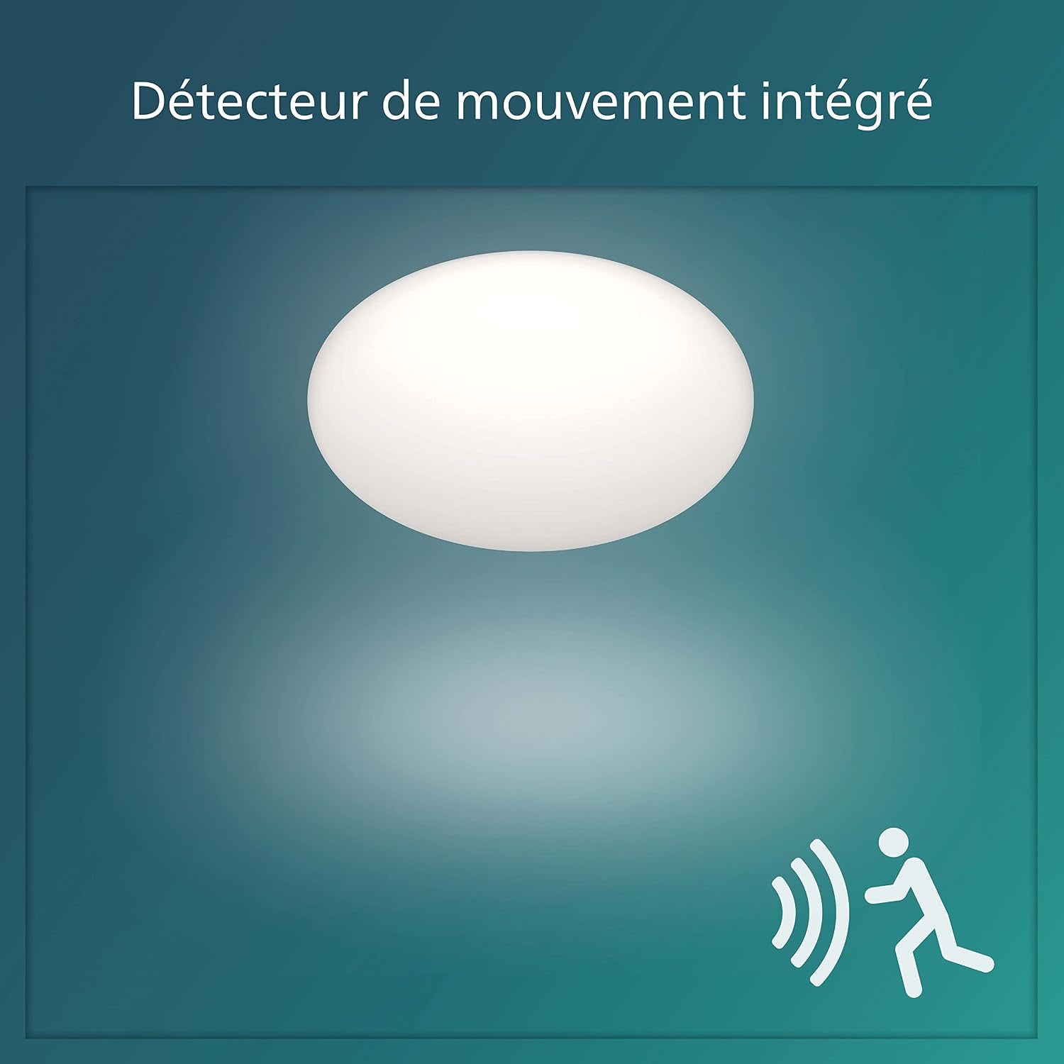 Lighting Plafonnier LED Shan 12W Avec Détecteur De Mouvement, Éclairage Blanc Froid 4000K, Blanc