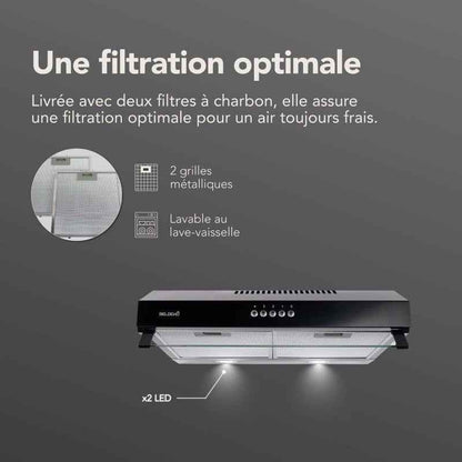 HOTTE CASQUETTE/VISIERE DOUBLE MOTEURS 60 CM - NOIR |