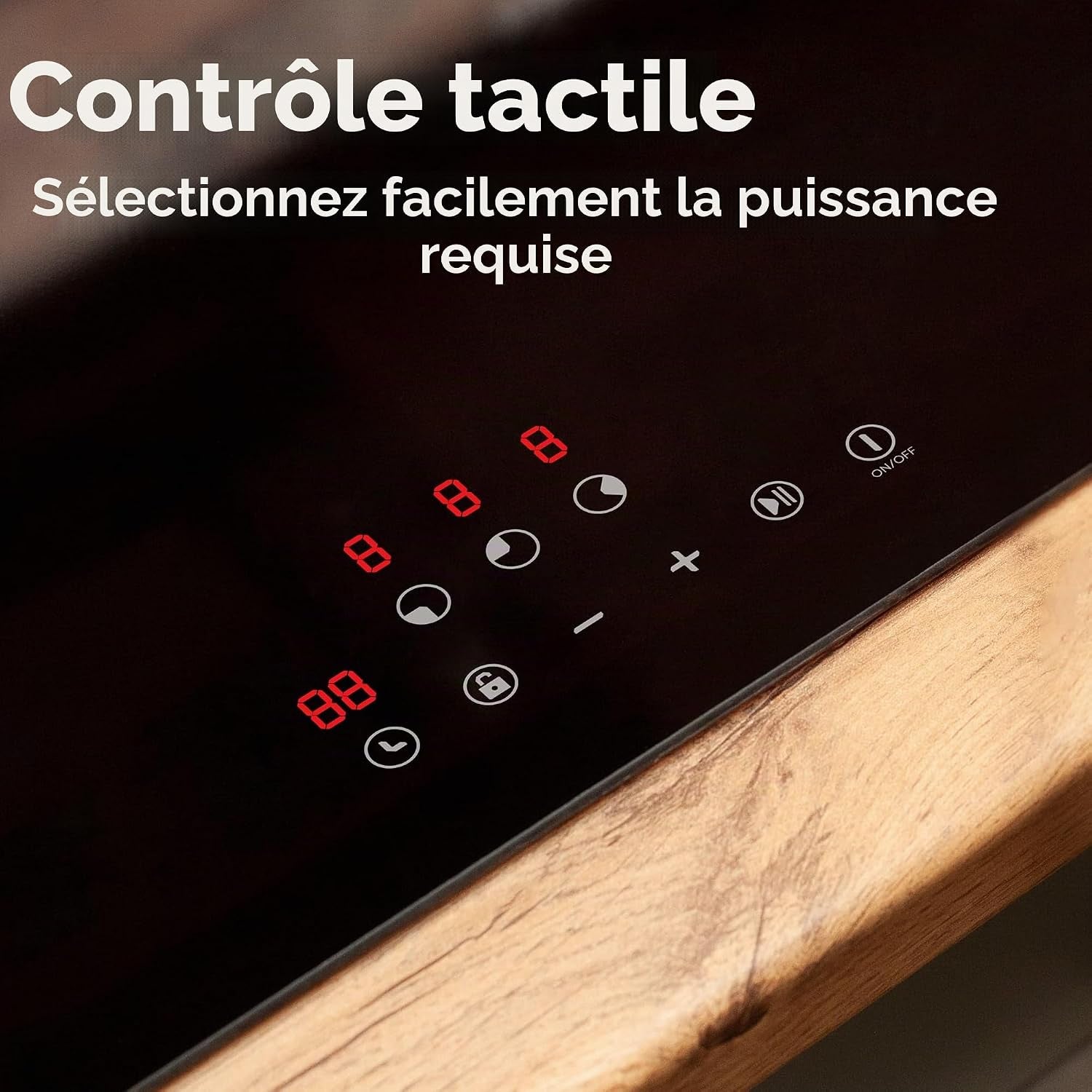 Plaque Induction 3 Feux Encastrable 6100W - Commande Tactile - En Verre Microcristal - Verrouillage Enfant - Fonction Pause - ASBIH3