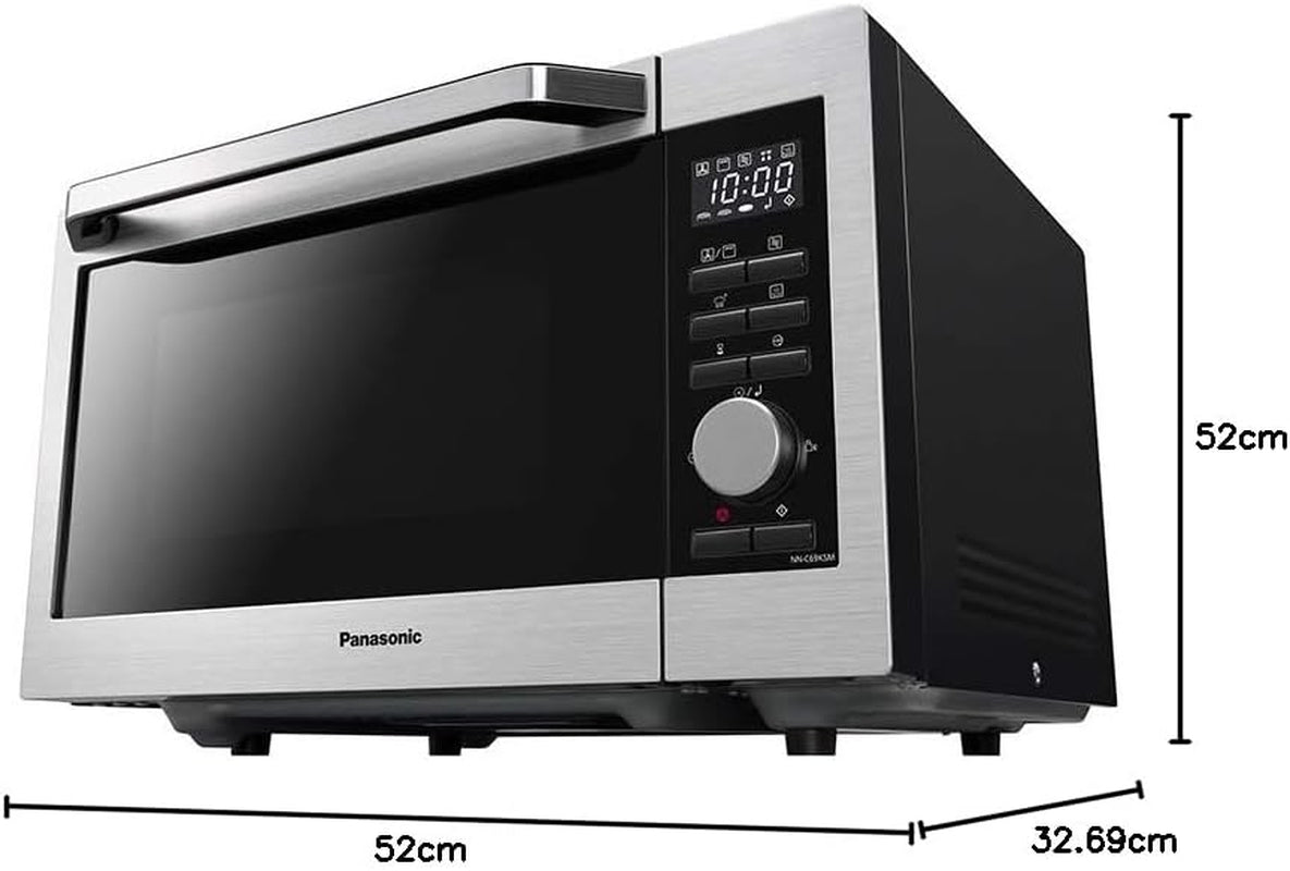 NN-C69KSMEPG Four Micro-Ondes Combiné Gril Et Plateau Tournant En Verre, 30L, 1000W, 40/100-220°C, 30 Programmes, Décongélation Auto, 5 Niveaux De Puissance, Minuterie, LED, Acier Inoxydable
