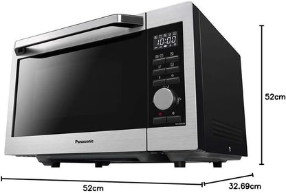 NN-C69KSMEPG Four Micro-Ondes Combiné Gril Et Plateau Tournant En Verre, 30L, 1000W, 40/100-220°C, 30 Programmes, Décongélation Auto, 5 Niveaux De Puissance, Minuterie, LED, Acier Inoxydable