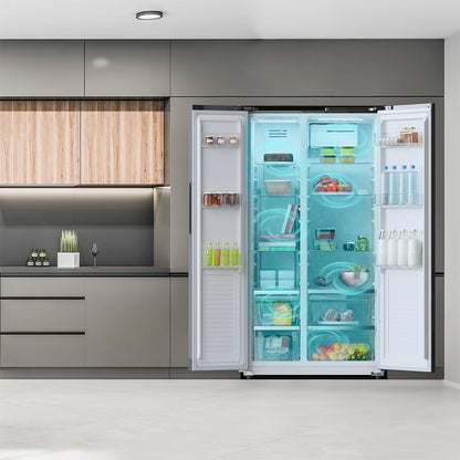 Réfrigérateur Américain De 550 Litres Bolero Coolmarket SBS 550 Glass D. 177 Cm De Hauteur Et 90 Cm De Largeur, Système Multi Air Flow, No Frost Total, Moteur Inverter Plus