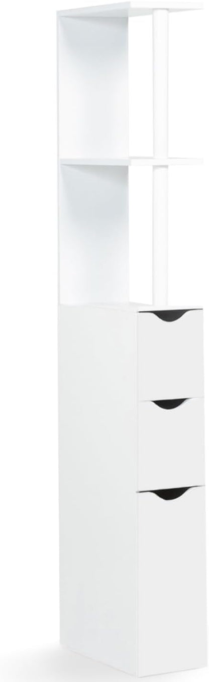 - Meuble WC Étagère Bois 3 Portes Blanc Gain De Place Pour Toilettes