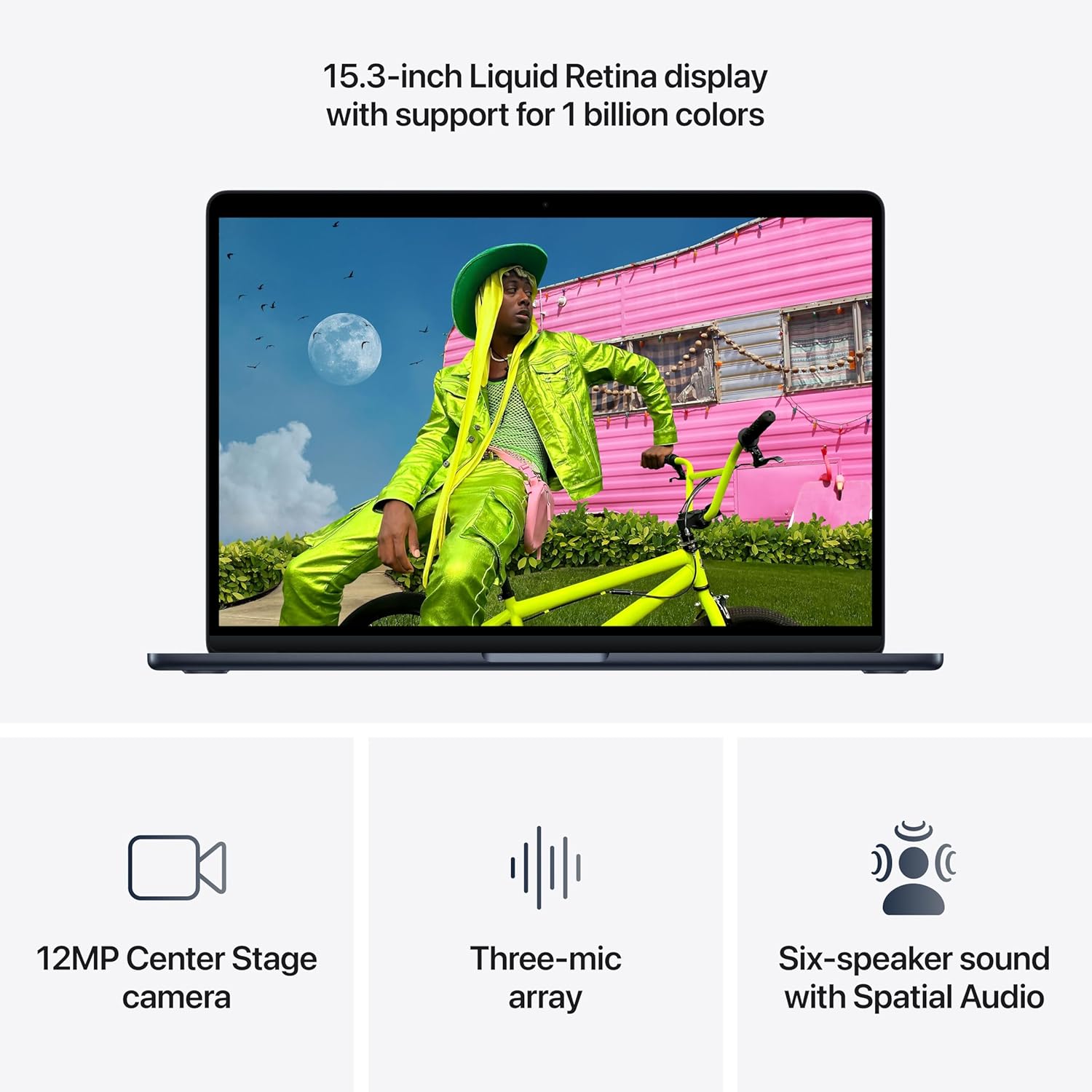 Apple 2026 MacBook Air 15-inch Laptop with M5 chip: Built for AI, 15.3-inch Liquid Retina Display, 16GB Unified Memory, 512GB SSD, 12MP Center Stage Camera, Touch ID, Wi-Fi 7; Midnight