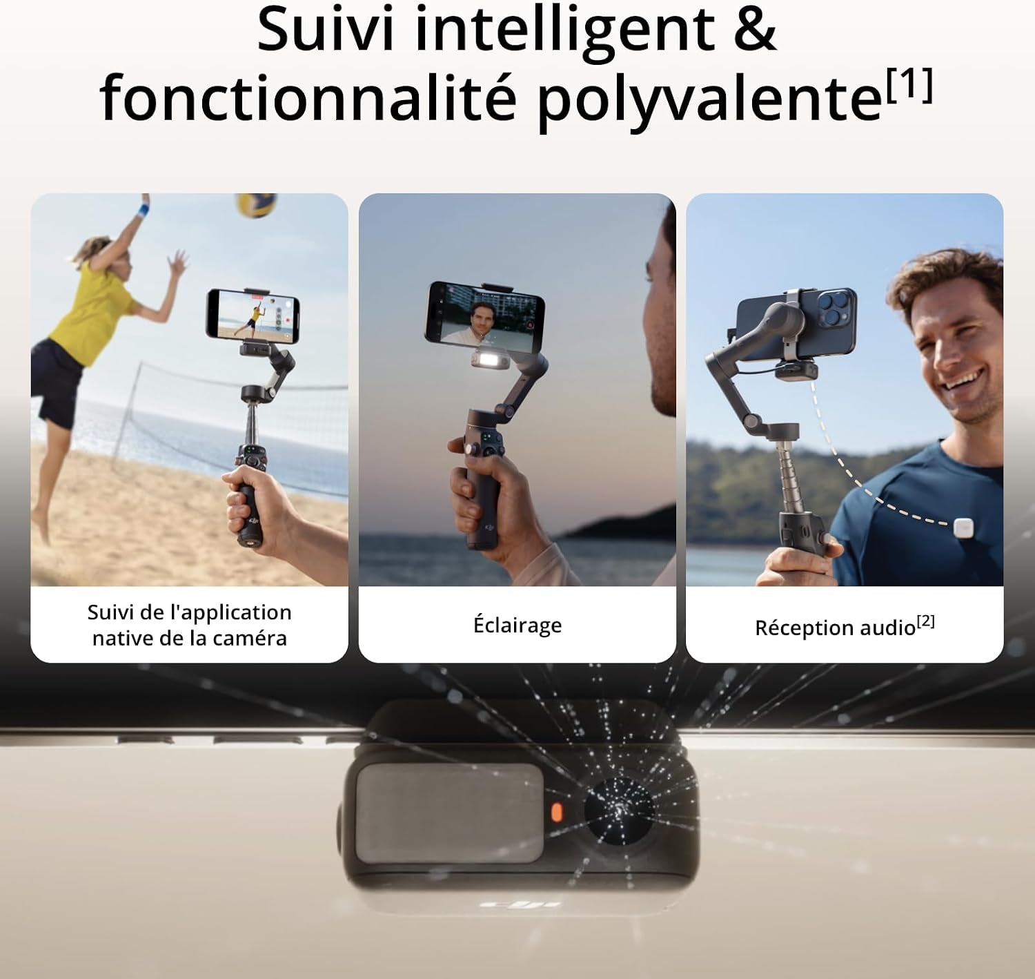 Stabilisateur Nacelle DJI Osmo Mobile 7P Pour Iphone, Android, Suivi Natif | Éclairage, Nacelle Pour Téléphone À 3 Axes, Lancement Rapide, Édition En Un Seul Clic, 10 H D'Utilisation