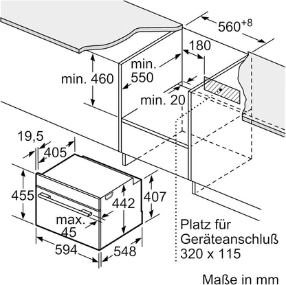 Four Combiné Micro-Ondes Encastrable Softclose -  SER8 CMG7241B1 Noir - Vol Four 45L - 16 Modes Cuissons - 455 X 594 X 548