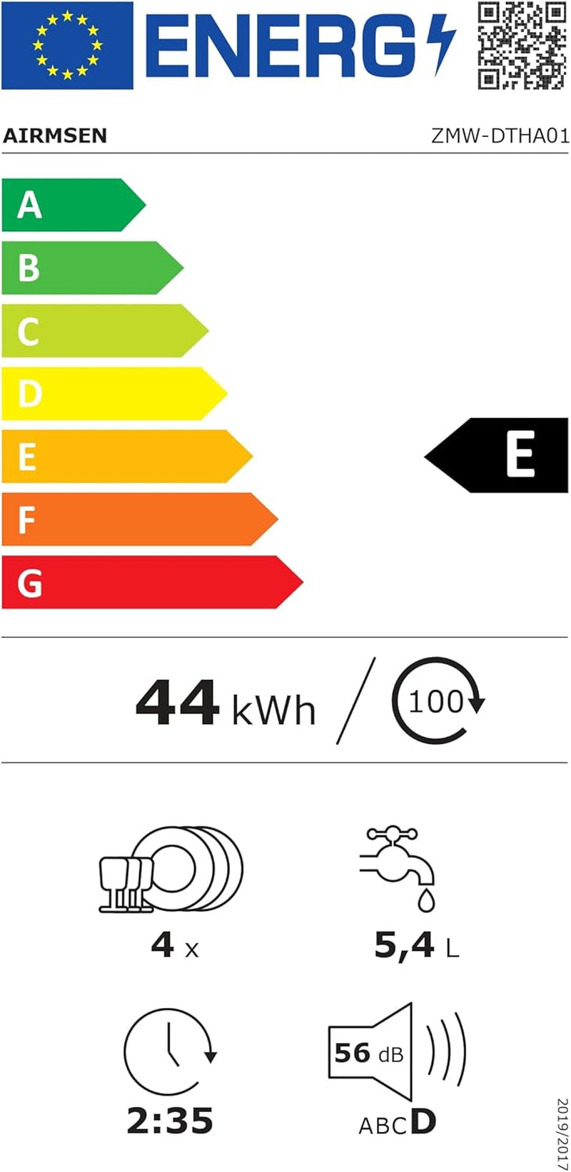 Lave-Vaisselle De Table, Mini Lave-Vaisselle Avec 7 Programmes, Commande Tactile, Affichage À LED, Réservoir D'Eau 5L, Lave-Vaisselle Compact Pour Appartements, Camping, Dortoirs, Blanc