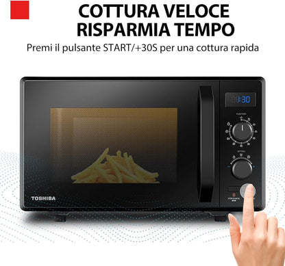 MW2-AG23P (BK) Four À Micro-Ondes Avec Grill Et Cuisson Combinée, 23 L, 8 Menus Facile, Pivotant Avec Mémoire De Position, 900 W, Grill 1050 W, 48,5 X 40,3 X 29,6 Cm, Noir