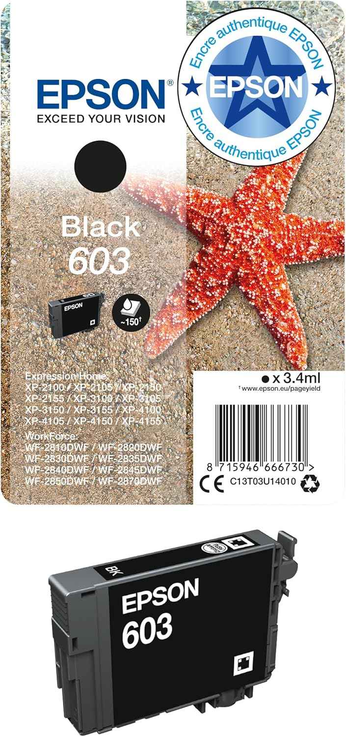 Epson 603 Black Starfish Genuine, Ink Cartridge, Standard Capacity