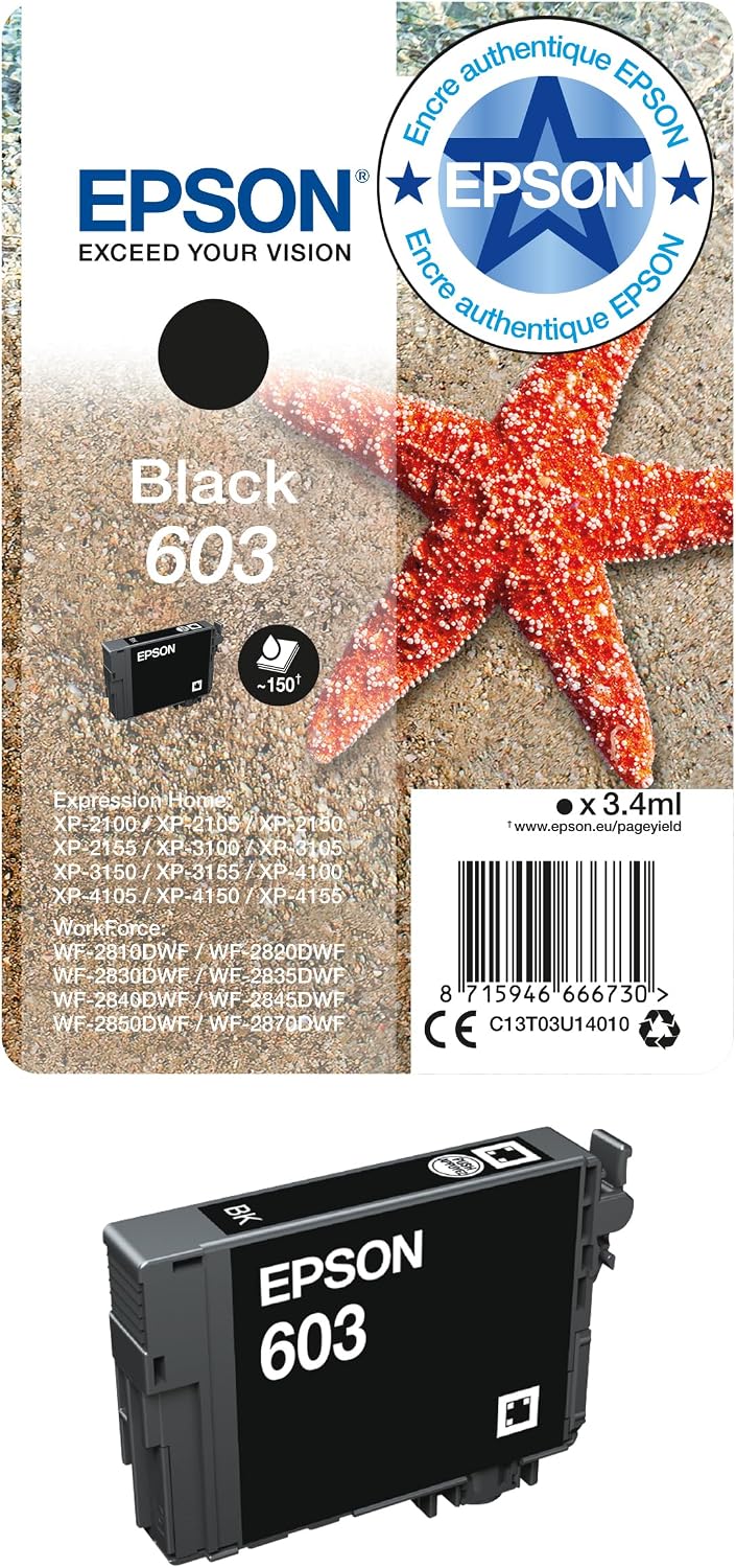 Epson 603 Black Starfish Genuine, Ink Cartridge, Standard Capacity