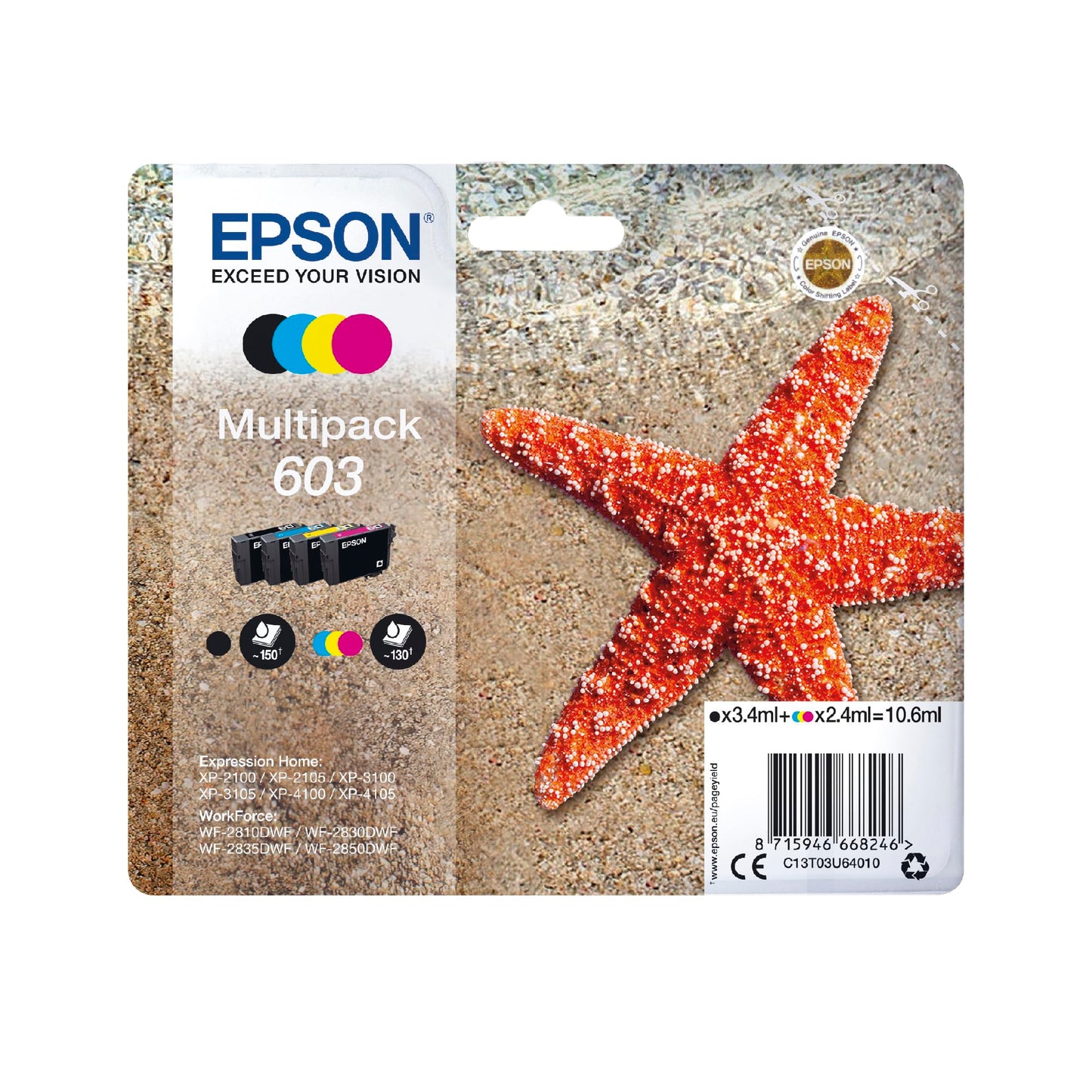 Epson 603 Black Starfish Genuine, Ink Cartridge, Standard Capacity