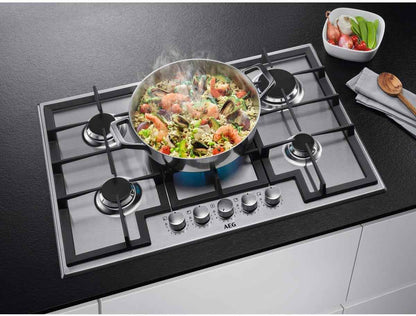 AEG HGB75400SM Slim Line Plateau De Cuisson À Gaz, 75 Cm, 5 Feux, Acier Inoxydable