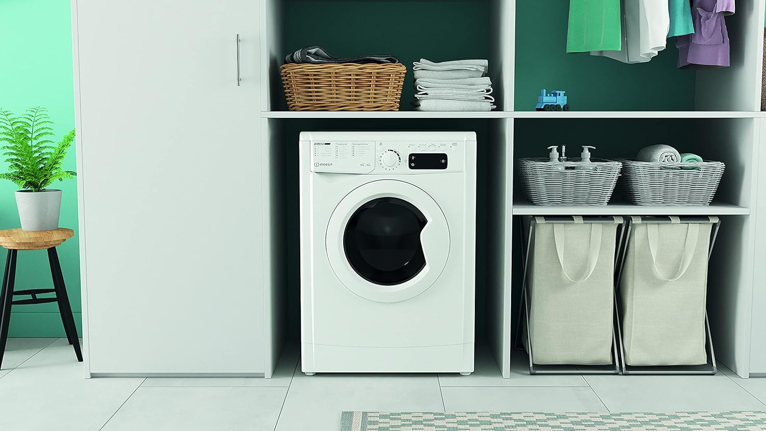 EWDE 861483 W IT N - Lave-Linge 8 Kg Charge Avant, Libre Installation. Centrifugeuse 1400 Tours Par Minute. Largeur 59,5 Cm, Profondeur 53,5 Cm, Hauteur 85 Cm, Classe Énergétique D, Blanc