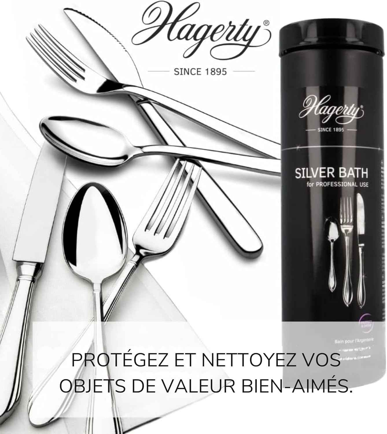 Hagerty Silver Bath 580 ml | Effective cleaning for silver or silver plated cutlery, lasting protection against tarnishing