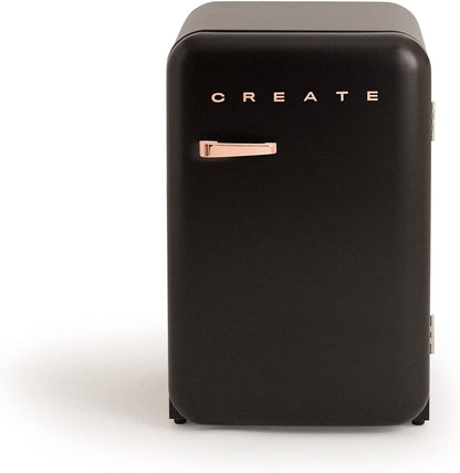 / RETRO FRIDGE 83.5 ROSE Gold/Réfrigérateur Noir Avec Poignée or Rose/Pratique Et Fonctionnel, Matériaux Résistants