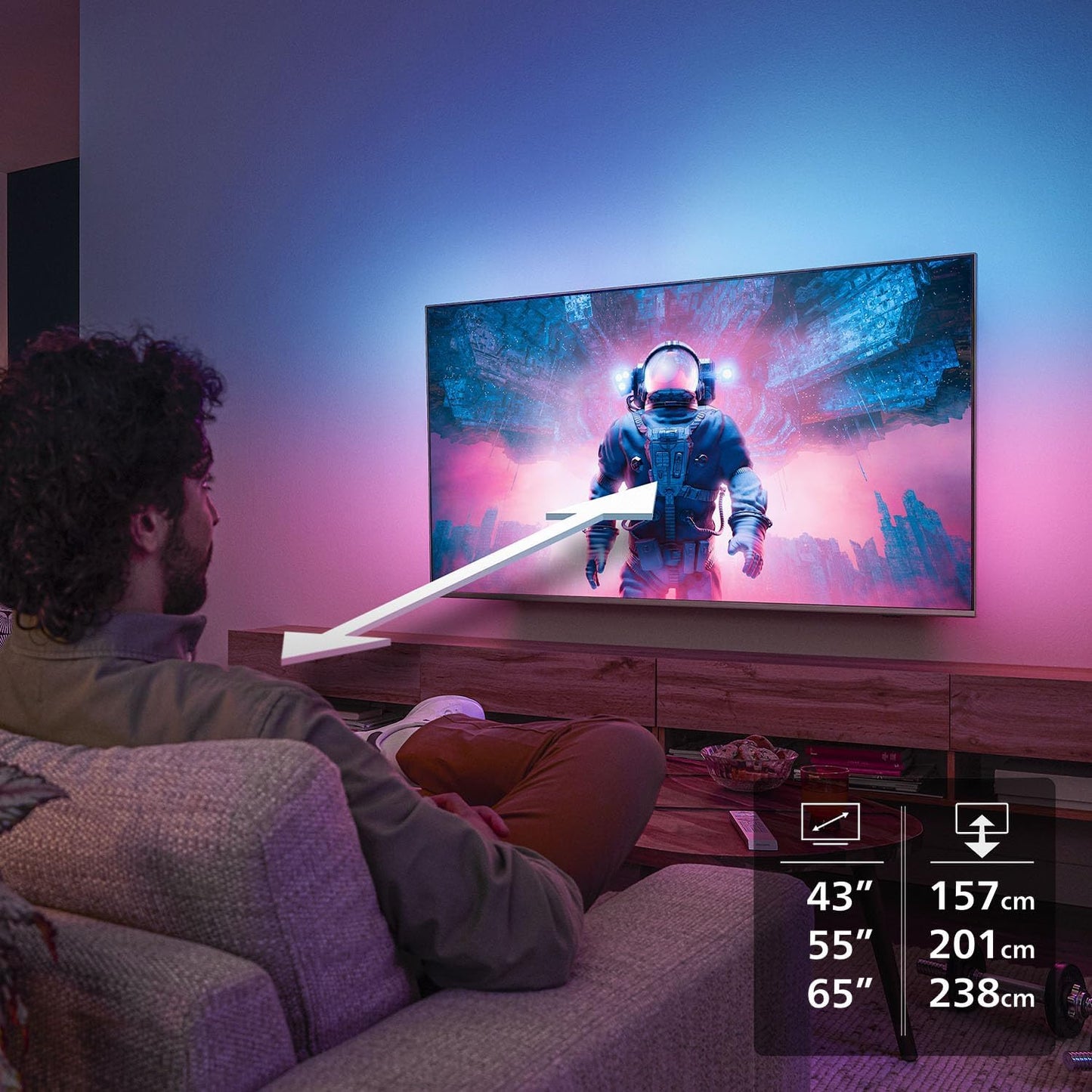 Philips Ambilight 43PUS8200 4K LED Smart TV - Écran 43 Pouces Avec Plateforme Pixel Precise Ultra HD, Titan OS Et Son Dolby Atmos, Compatible Alexa Et Assistant Vocal Google