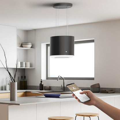 Hotte Îlot Centrale A+ - Hotte Suspendue 48Cm- 565M ³/ H - CBCB4838 | Hotte Aspirante Îlot - Wifi Et APP - Filtre À Charbon CBCF0010 Inclus - 4 Vitesses & LED De 2 Niveaux De Luminosité